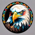 Mandala circle Bald Eagle portrait artistic decoration