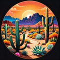 Mandala circle desert cactus hiking trail nature sunset