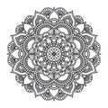 Mandala. Circle ethnic ornament. Hand drawn traditional indian round element. Spiritual meditation yoga henna theme