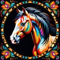 Mandala circle horse mustang life painted spiritual ceremony Royalty Free Stock Photo