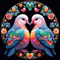 Mandala circle love bird floral circular decoration