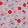 Mandala circle out red sun Japanese style seamless pattern