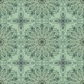 Mandala circle, seamless pattern. Green design