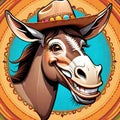 Mandala circle smiling friendly burro donkey western hat