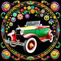 Mandala circle sports convertible retro eccentric style