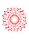 Mandala circular pattern with red gradient lotus