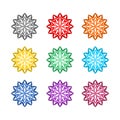 Mandala color icon isolated on white background. Set icons colorful