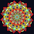 Mandala colorful. East, ethnic design, oriental pattern, round ornament. For use in fabric decor, , print, tattoo, fretwork, broo