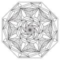 Mandala coloring for adult. Black and white pattern.