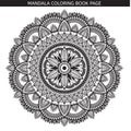 Mandala. Coloring book page. Indian antistress medallion. White background, black outline