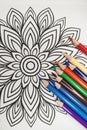 Mandala coloring with colored pencils