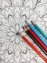 Mandala coloring with colored pencils