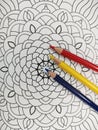 Mandala coloring with colored pencils
