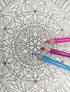Mandala coloring with colored pencils