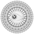 Mandala Coloring page For Adult Relaxation Mandala design eye Mandala Coloring Pages For Meditation And Happiness vector