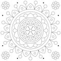 Mandala. Coloring page. Black and white vector illustration.