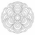 Mandala Coloring Page Inspired By Emmanuelle Moureaux: Undulating Lines And Flower Patterns Royalty Free Stock Photo