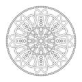 Mandala coloring page. Interlaced and Abstract. Art Therapy. Anti-stress. Vector illustration black and white Royalty Free Stock Photo