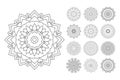 Mandala coloring page vector. Mandala line art bundle. Black and white mandala pattern. Flower pattern vector. KDP interior SVG Royalty Free Stock Photo