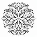 Geometric Flower Coloring Page: Calligraphic Style With Varied Brushwork Techniques