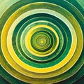 Mandala of concentric circles with yellow green color palette