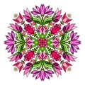 Mandala with curcuma flowers. Decorative pattern for use in textile, postcard, illustration