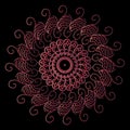 Colorful mandala design with black background.