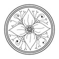 Mandala design element. Symmetric round ornament. Abstract doodle background. Coloring page. Vector illustration Royalty Free Stock Photo