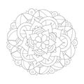 Mandala design element. Symmetric round ornament. Abstract doodle background. Coloring page. Vector illustration Royalty Free Stock Photo