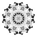 Mandala design element. Symmetric round ornament. Abstract doodle background. Coloring page. Vector illustration Royalty Free Stock Photo