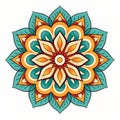 Colorful Mandala Floral Design With Twiggy Leaves