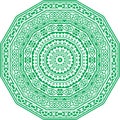 Mandala Design in a white background.Green Color Decorative Design