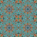 Mandala doodle drawing. Colorful floral seamless ornament Royalty Free Stock Photo