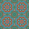 Mandala doodle drawing. Colorful floral seamless Royalty Free Stock Photo