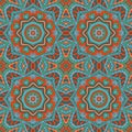 Mandala doodle drawing. Colorful floral seamless ornament Royalty Free Stock Photo