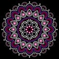 Mandala dot painting vector design, Aboriginal style, Australian folk art boho ornament in pink and purple Royalty Free Stock Photo