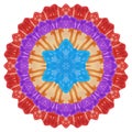 Mandala from dried pressed flowers, petals. Primula, primrose. Mandala is symbol of buddhism, hinduism, yoga. Ornament mandala