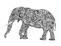 Mandala elephant vector illustration, hand drawing elephant Royalty Free Stock Photo