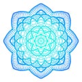 Mandala. Ethnic round ornament. Hand drawn indian motif. Mehendi meditation yoga henna theme. Unique blue floral print. Royalty Free Stock Photo