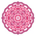 Mandala. Ethnic round ornament. Hand drawn indian motif. Mehendi meditation yoga henna theme. Unique pink floral print.