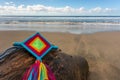 Mandala Eye of God Mexican Huichol Crafts in Sayulita beach. Royalty Free Stock Photo