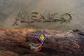 Mandala Eye of God Mexico Huichol Crafts on trunk in Sayulita beach.