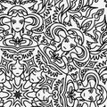 Mandala fairytale girl and birds fragment