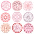 Mandala.Floral mandalas set.Coloring book. Outline . Pattern. Weave design element Royalty Free Stock Photo