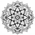 Intricate Mandala Coloring Page: Black And White Line Drawing