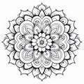 Mandala Flower Coloring Page: Beautiful Line Drawing For Relaxation Royalty Free Stock Photo