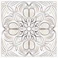 Mandala Flower Design: Carved Wood Block Style With Sketchy Lines