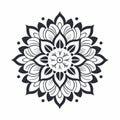 Minimalistic Mandala Flower On White Background - Monochromatic Graphic Design