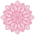 Pink grunge flower mandala. Vintage decorative element. Ornamental round doodle flower isolated on white background. Royalty Free Stock Photo