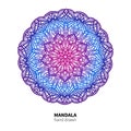 Mandala flower vector drawing. Ethnic colorful decorative element.